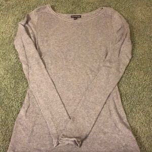 Gray Ribbed Long Sleeve Shirt